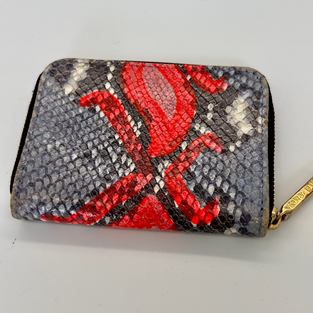 Tory Burch Red, Black & White Python-Print Zip Wa… - image 4
